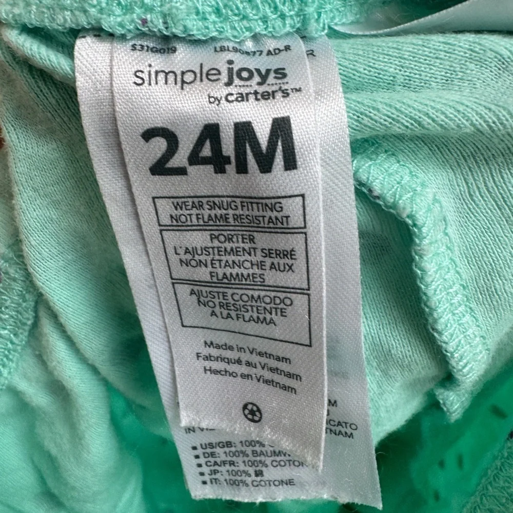 Carter's 24M Girls Green and Purple Polka Dot Pajama Bottoms Shorts